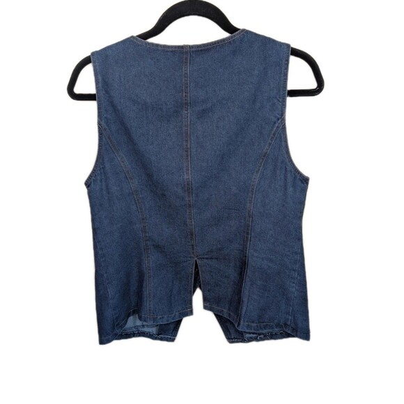 &Merci Denim Vest Blue Cotton Western Rodeo Button Front Size Medium - Picture 2 of 10